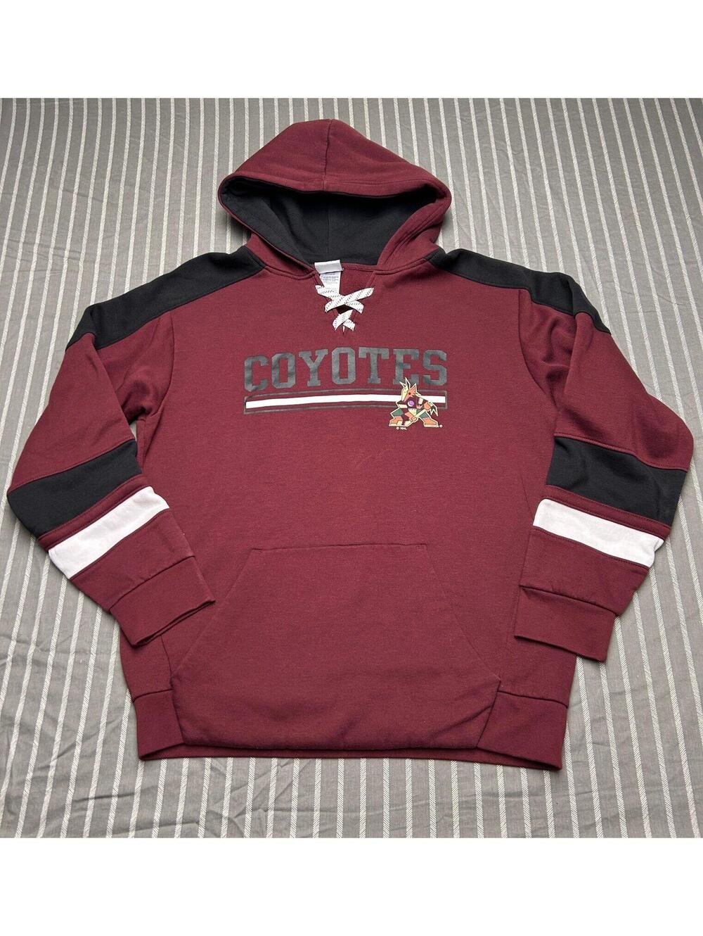 NHL Arizona Coyotes hockey lace-up pullover hoodie in maroon Men's Large